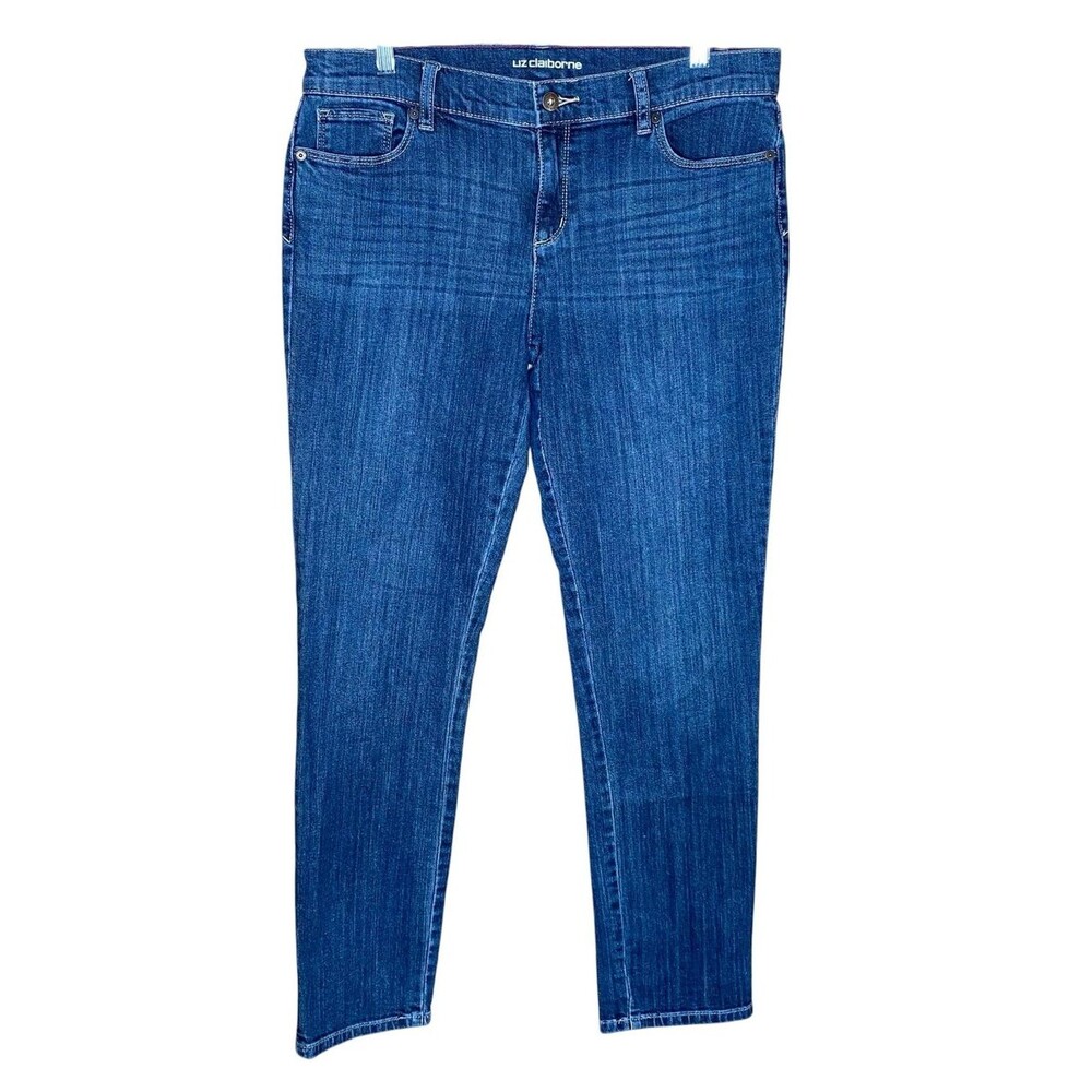 Liz Claiborne Boyfriend Skinny Jeans Mid Rise 5 Pocket Design Straight Leg SZ 8